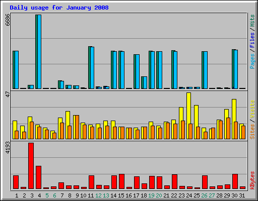 Daily usage for January 2008