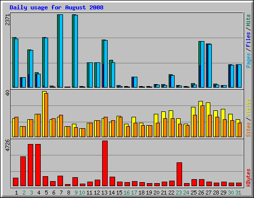Daily usage for August 2008