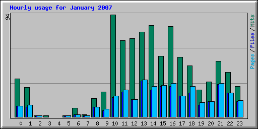 Hourly usage for January 2007