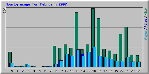 Hourly usage for February 2007
