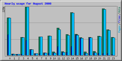 Hourly usage for August 2008